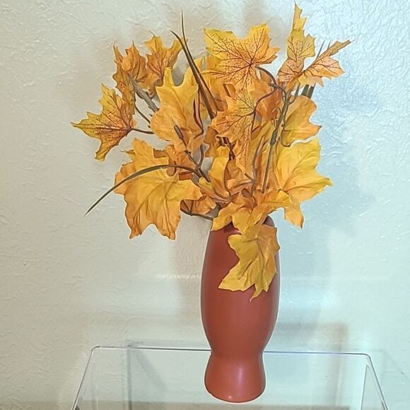 Face Vase with Fall Flowers, NWOT - Picture 2 of 6